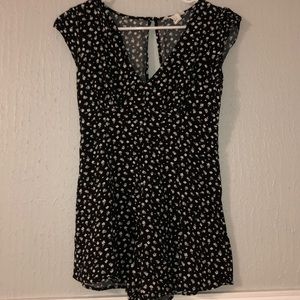 Gently worn Forever 21 black floral romper